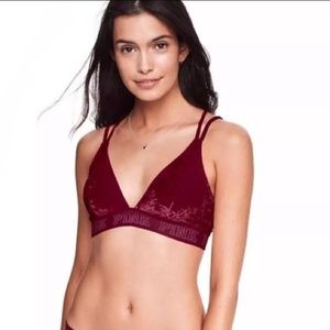 VS Pink Crushed Velvet Bralette